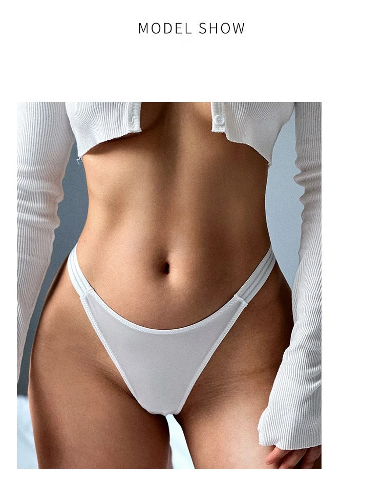 Women's low waist butt lift fitness sports high fork fashion thong thong sexy European and American ice silk T pants lingerie