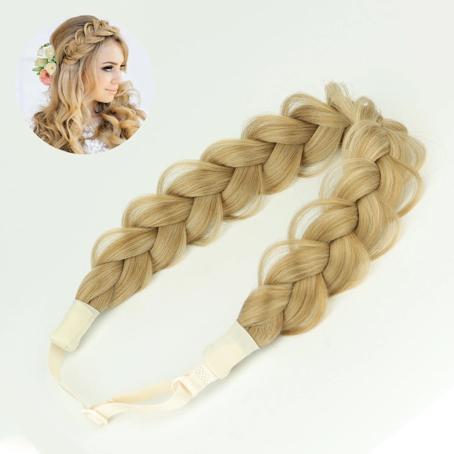 Synthetic Hair Braided Headband with Elastic Band Style for Women Girls Blonde Brown Braided Headwear Hair Scrunchy Headband