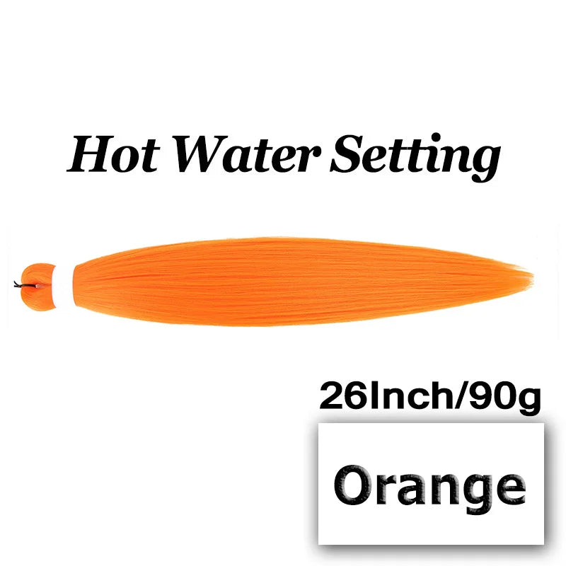 Pre-stretched Braiding Hair 26Inch 90G Synthetic Jumbo Hair Extensions for Crochet Braids DIY Pink Peach Red Yellow Fake Hair