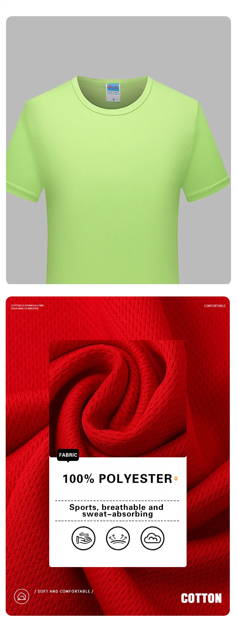 Quick-drying T-shirt  Breathable Round neck Top Solid Color Sports Men/Women Same Custom Printed Embroidery Print logo picture