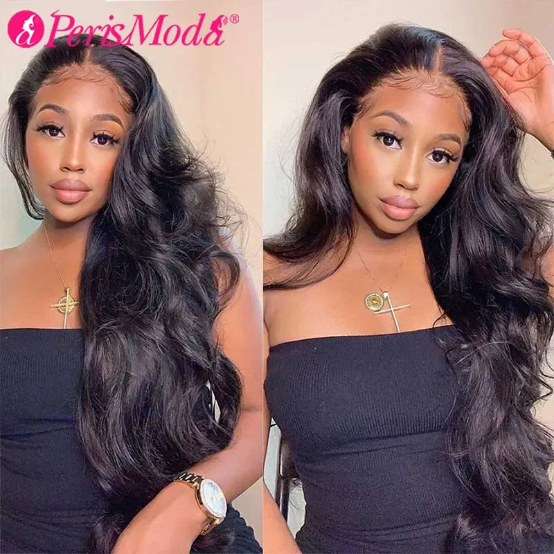 PerisModa Body Wave Human Hair Bundles With Closure 5x5 Transparent Lace 4×4 Brown Lace Brazilian Remy 12A Human Hair Extensions