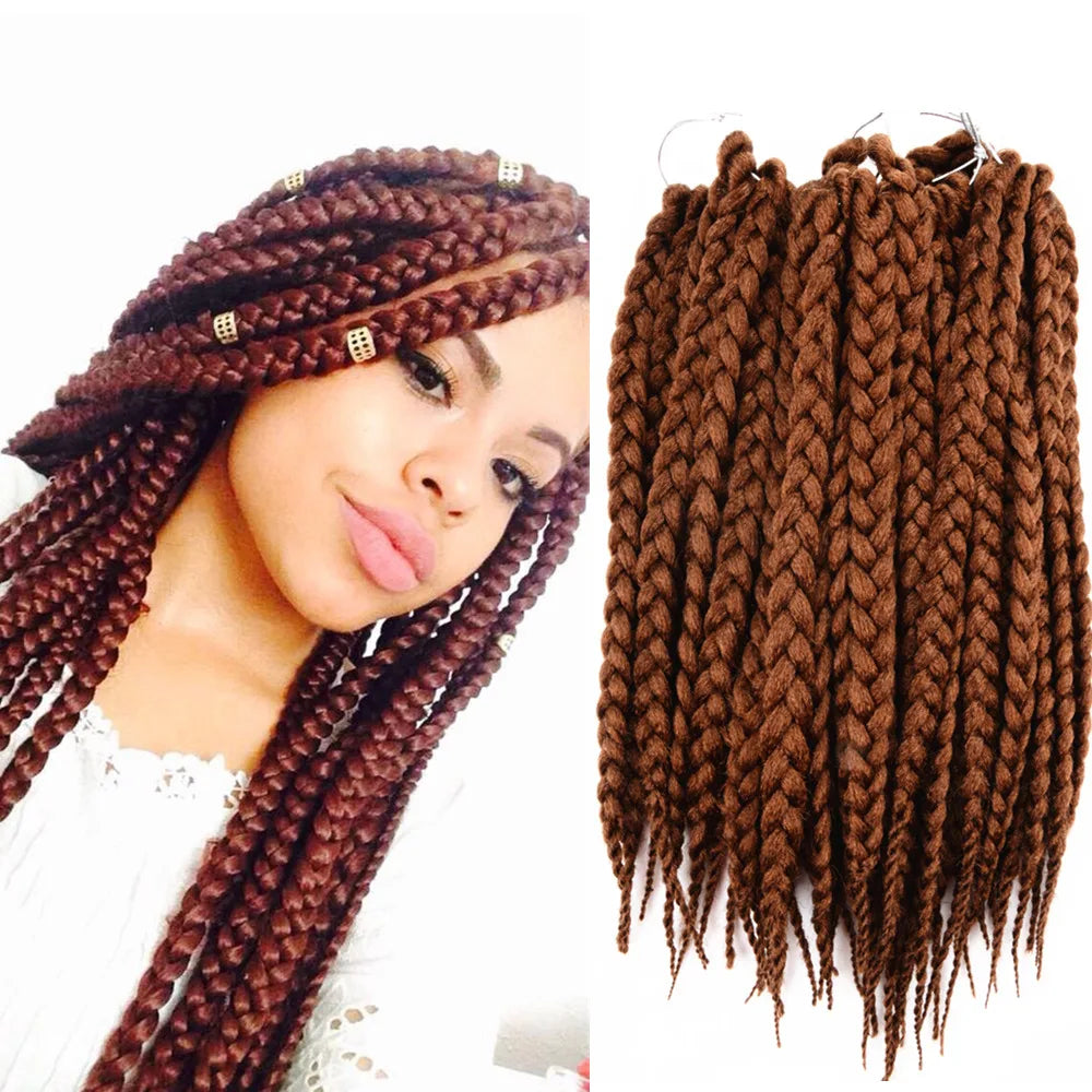 Full Star Box Braids Synthetic Hair 12" 18" 22" Crochet Braids Style Black Burgundy Brown for Africa America Women Crochet Hair