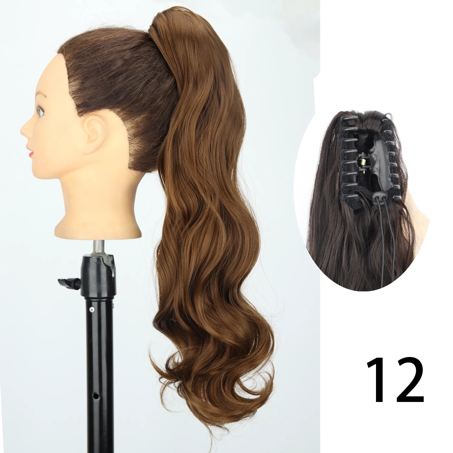 Synthetic 24Inch Wavy Claw Clip On Ponytail Hair Extension Ponytail Extension Hair For Women Pony Tail Hair Hairpiece