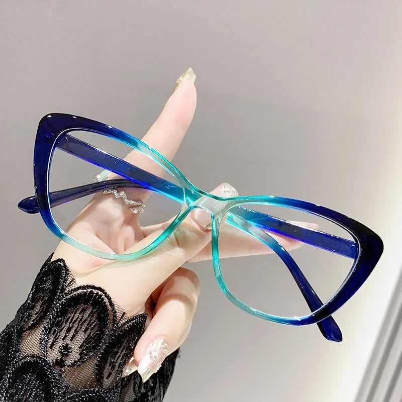 Cat Eye Clear Lens Presbyopia Glasses Retro Gradient Butterfly Frame Reading Glasses Blue Light Blocking Eye Protection Eyewear
