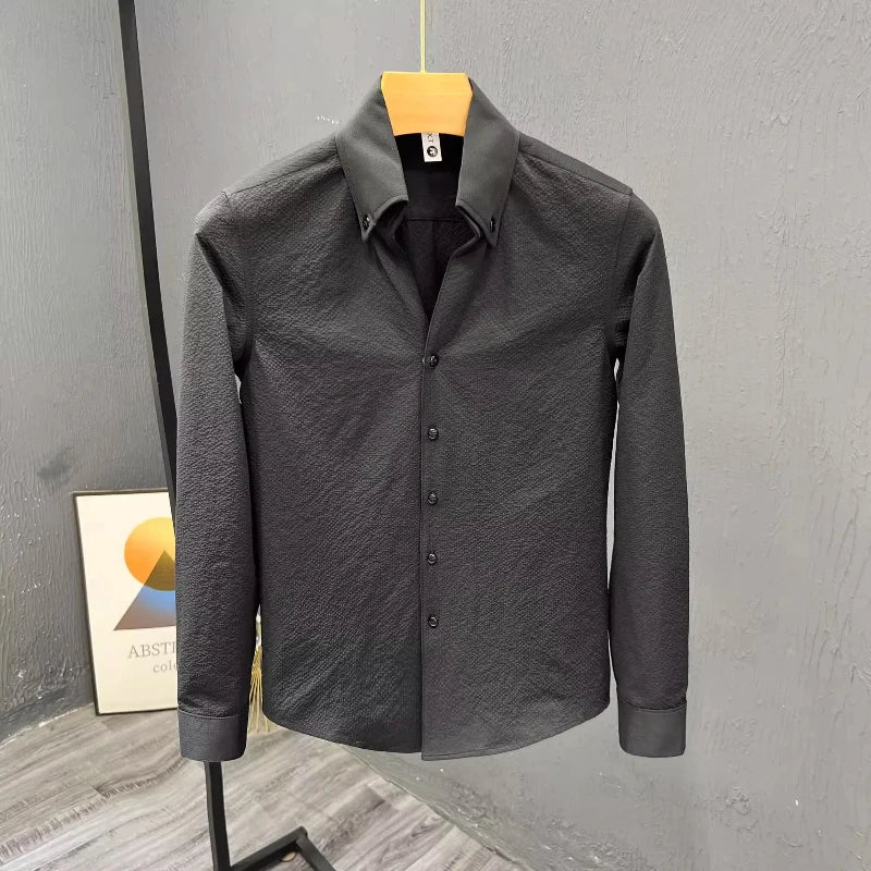 Spring Autumn New Fashion Turn-down Collar Long Sleeve Solid Blouse Men's Clothing Casual Loose Korean All-match Button Shirts