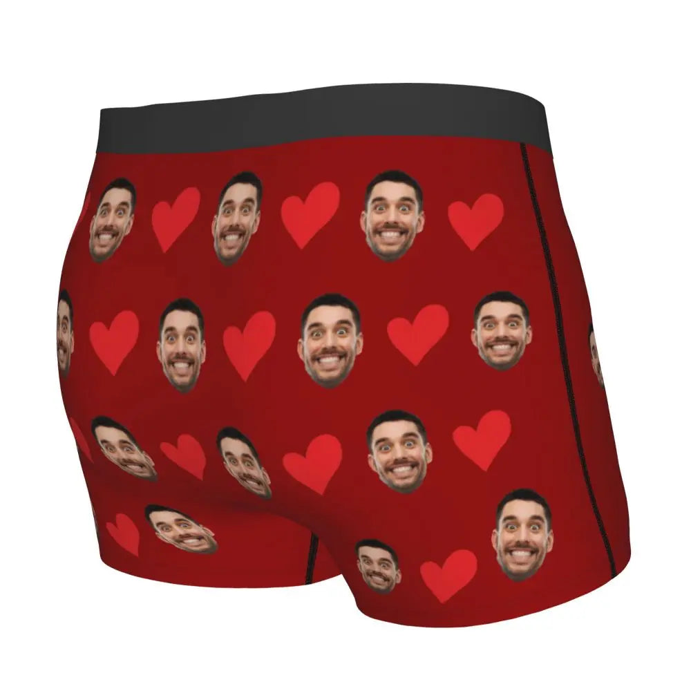 Personalized Face Photo Underwear - Custom Heart Boxer Briefs - Custom Men Briefs - Gift For Husband - Anniversary Gift for Dad