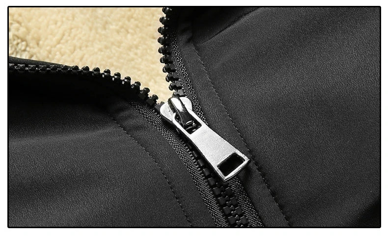 BROWON Winter Clothes Men Jacket Business Casual Solid Thick Fleece Jacket for Men Stand Collar Oversized 8xl Outerwear Coats