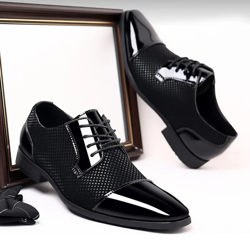 Patent Leather Men's Dress Shoes Slip on Mens Casual Oxford Shoe Brand Moccasin Glitter Male Footwear Pointed Toe Shoes for Men