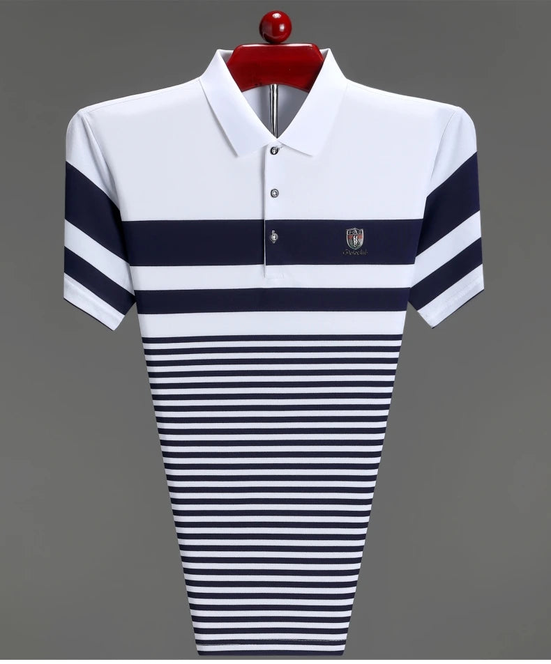 Light luxury fashion striped short sleeve polo shirt high-end brand embroidery summer breathable Paul T-shirt casual men's wear