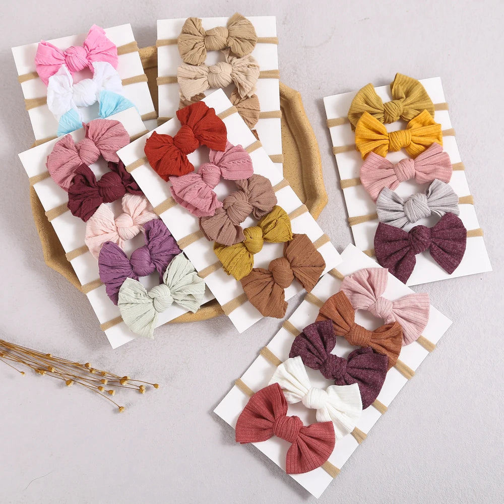 5Pcs/Lot Baby Headband for Baby Girls Soft Nylon Elastic Solid Color Hairband Print Hair Bow Kids Headwear Baby Hair Accessories