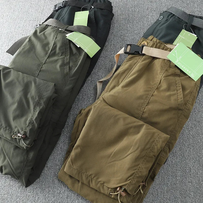 6XL Thick Waterproof Warm Fleece Cargo Pants Men Winter Outdoor Plus Velvet Multi-pockets Loose Straight Casual Overall Trousers