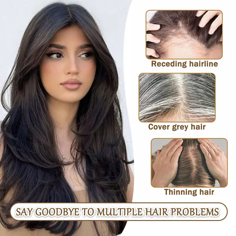 25cm 100% Human Hair 4clips Women's Natural Forehead Whitening Hair Enhancement Head Curtain 3D Eight Character Air Bangs