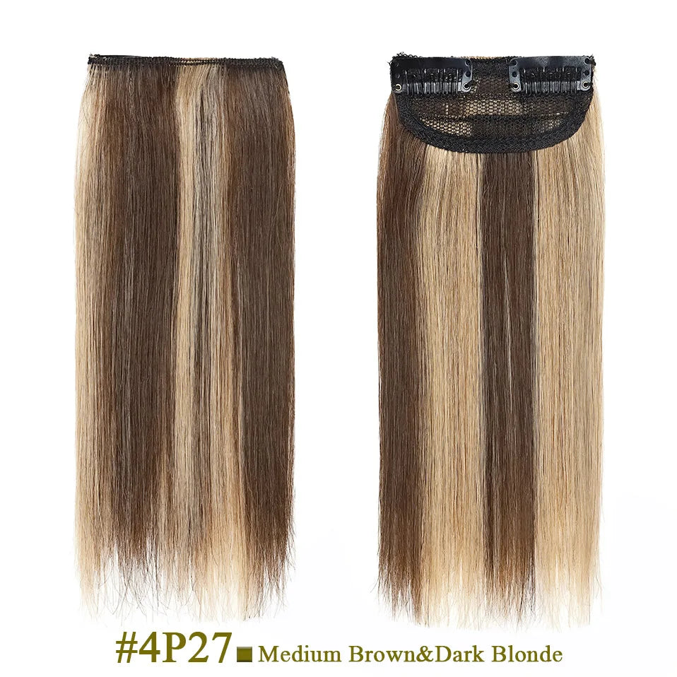 S-noilte 1pc Straight Clip in Hair Extensions Human Hair Side Head 8inch 12inch Black Brown Women Fake Hairpiece Platinum Blonde