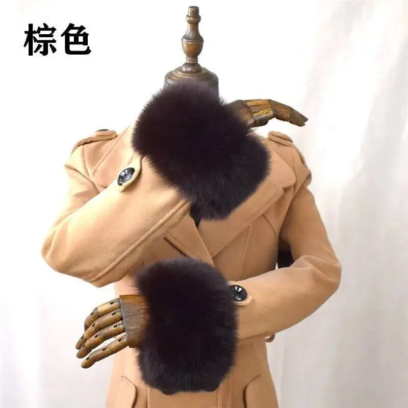 100% Real Fox Fur Cuffs Winter Natural Warm Oversized Arm Warmmer Wristband High Quality Coat Jacket Sleeve Fashion Luxury Cuffs