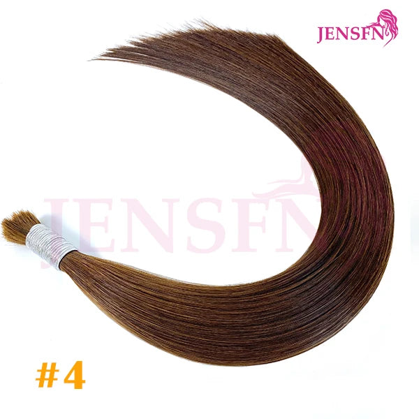 JENSFN  Bulk Hair Extensions Human Hair Straight  16"-26" Inch 50g/Strand  #613 60  Brown Blonde Color Hair Salon Supplies