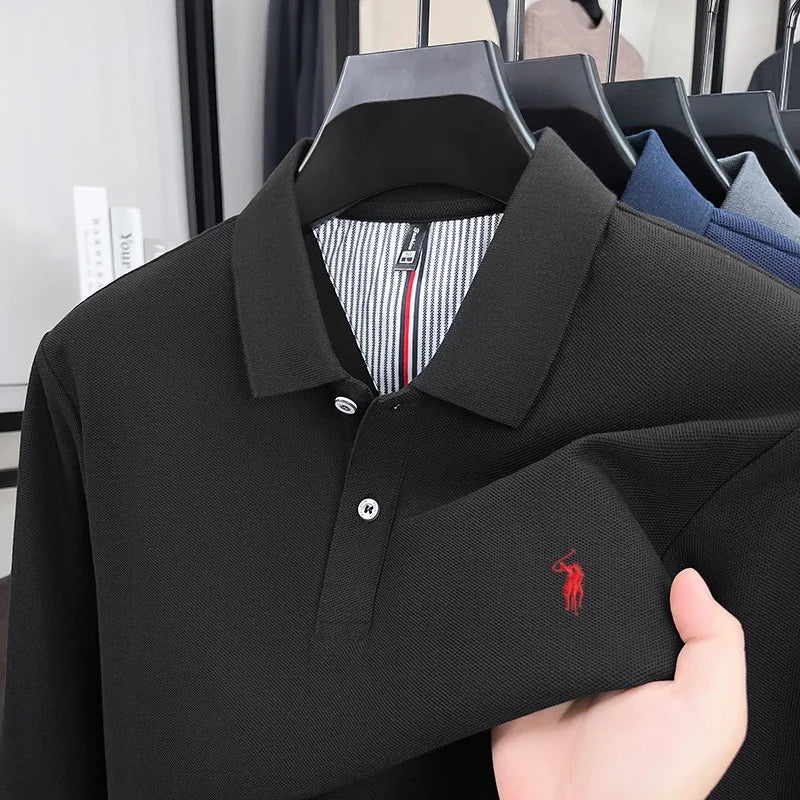 Fashion autumn and winter new item Paul brand embroidered polo shirt mens brand business casual comfortable long sleeved T-shirt