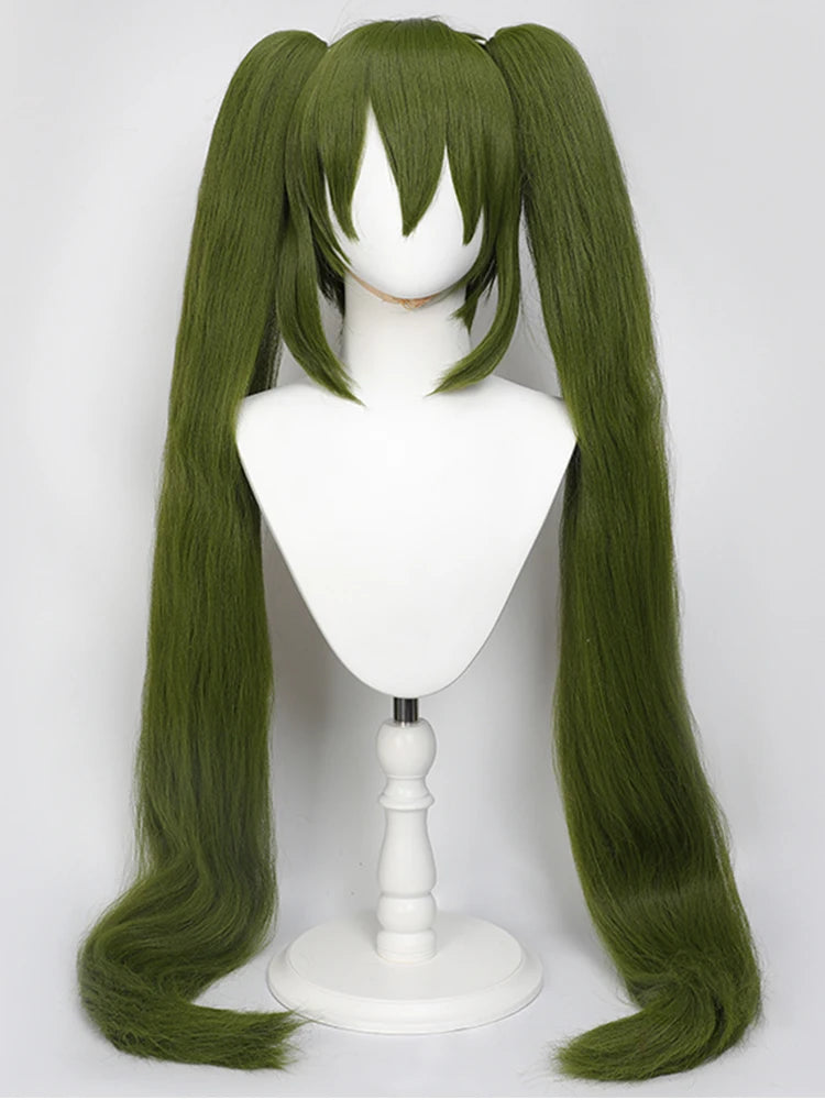 Multi-color Double Ponytail Anime Cosplay Wig Set Heat Resistant Synthetic Hair Wig