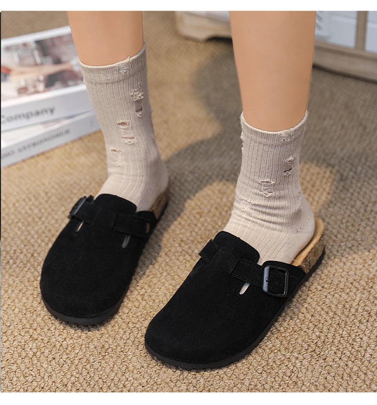 Plus Size 47 Men Half Shoes Casual Loafers Cork Clogs Slippers Fashion Suede Slip-on Flat Sandals soft-Soled Casual Sandals