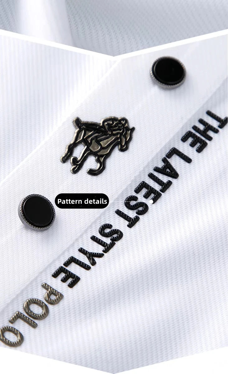 High end brand short sleeve polo shirt men's 2025 summer new trend embossed design casual ice silk breathable lapel Paul T-shirt