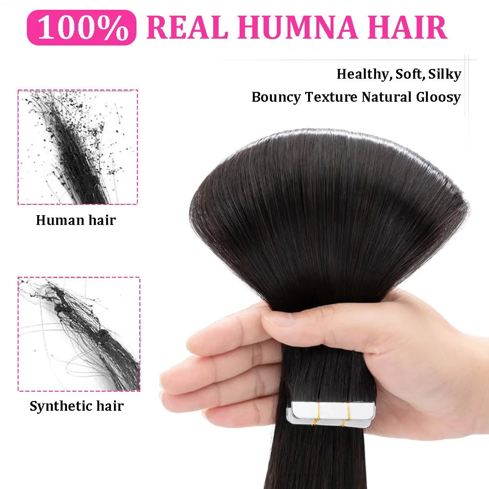 Remy Straight Tape In Hair Extensions Brown Invisible Blonde Virgin Skin Weft 100 Human Hair Extension 24 26 inch For Women