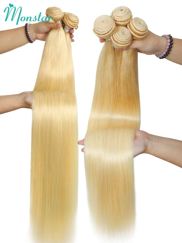 Raw Indian Hair 613 Bundles Straight Human Hair Bundles 1 3 4 Bundles Deal 40 Inch Honey Blonde Bundle Hair Extensions for Women