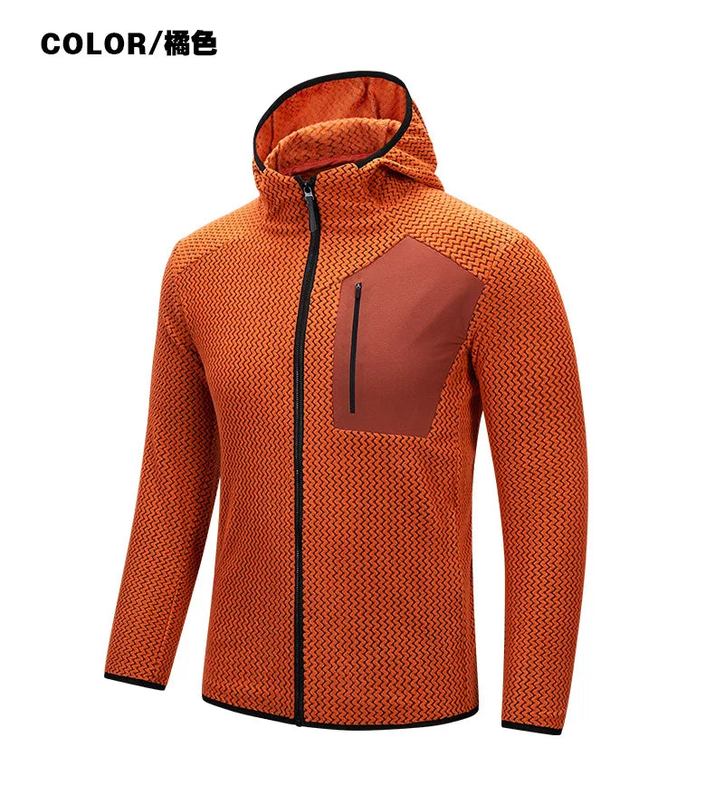 ARC Outdoor Men's Zipper Plush Hoodie Mountaineering Travel Sports Fashion Cationic Casual Fishing Spring and Autumn Hoodie