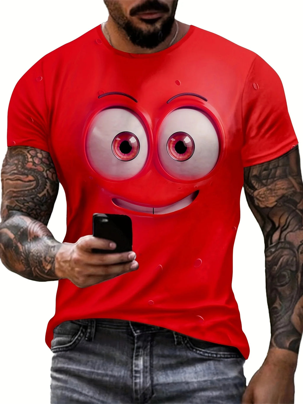 2024 New Men's Eye Pattern Printed T-shirt,Casual Short-sleeved Round Neck T-shirt,Men's Summer Outdoor Clothing