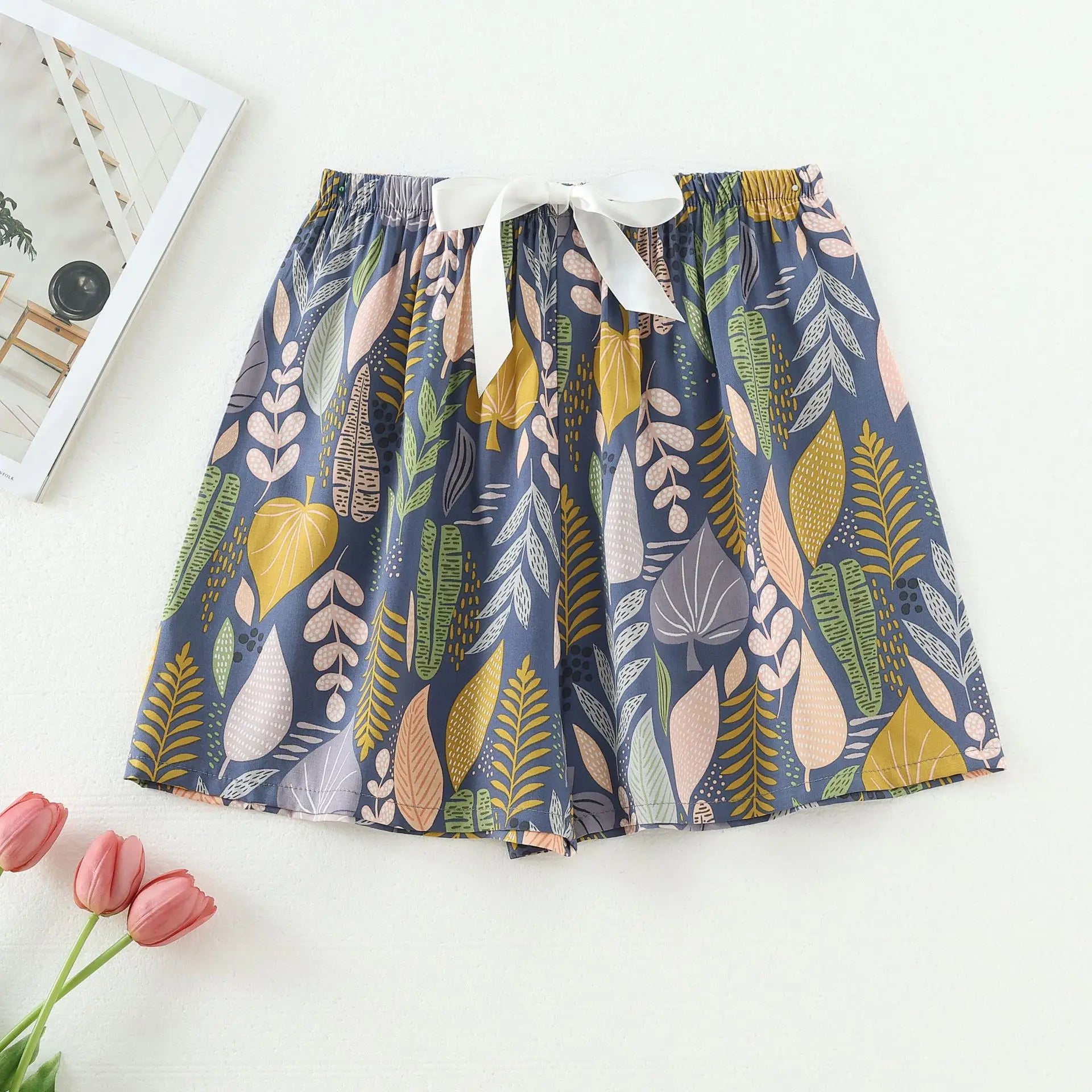 New Korean Style Pants Summer Cropped Trousers Women's Flower Home Clothes Loose Wide Leg Pants Casual Beach Outfits Sweatpants