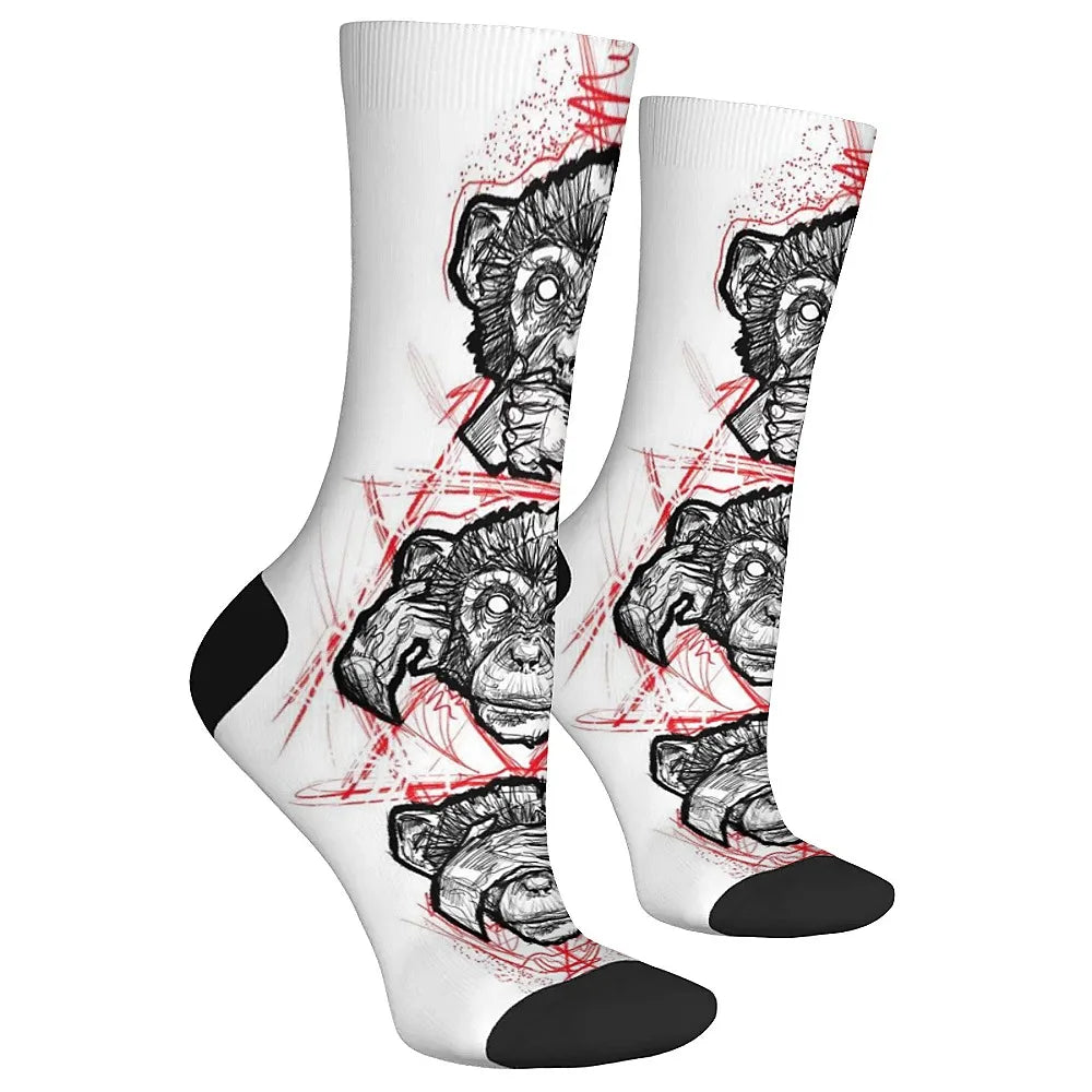 New and interesting men's socks, retro fun art gorilla, street hip-hop style, comfortable and breathable, outdoor leisure sports