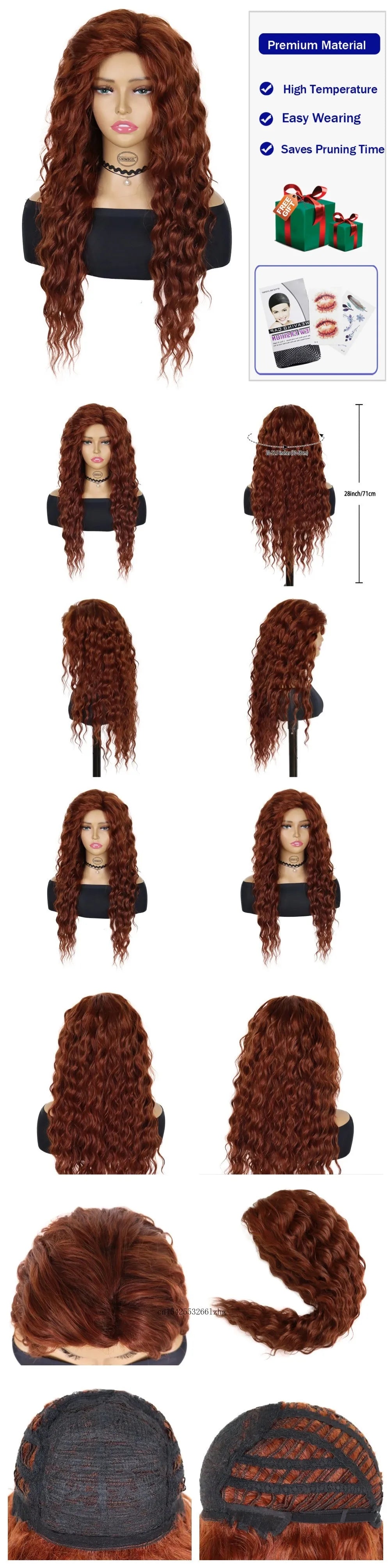 GNIMEGIL Synthetic Grey Hair Long Water Wave Wigs for Women Natural Fluffy Curly Wave Wig Cosplay Halloween Party Heat Resistant