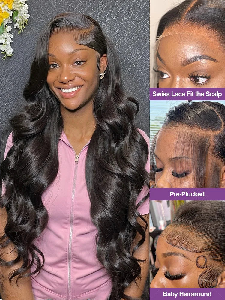 Wigirl High 200 Density 30 40 Inch 13x6 HD Transparent Body Wave Lace Front Human Hair Wigs Brazilian Wavy 13x4 Lace Frontal Wig