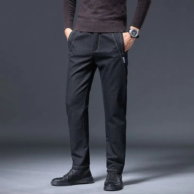 Jeans Men's Autumn and Winter Fit Straight Men's Pants New Style Men's Pants Black Versatile Stretch Men's Casual Pants