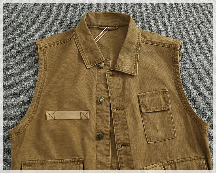 Patchwork stitching vest vest Spring and autumn men and women couples American outdoor multi-pocket sleeveless coat