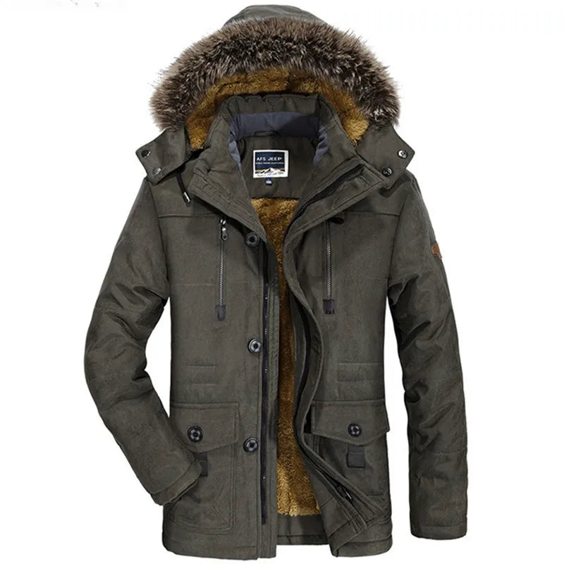 New Winter Men Hooded Fur Collar Long Down Jackets Overcoats Male Multiple Pockets Warm Parkas Quality Man Casual Chaquetas 7XL