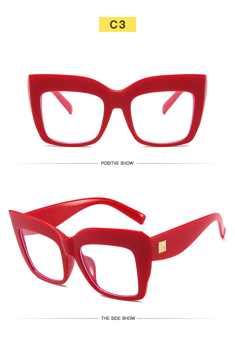 Oversize Women's Glasses Fashion Transparent Square Ladies Eyeglasses Blue Clear Lens Optical Female Eyewear Anti Blue Light