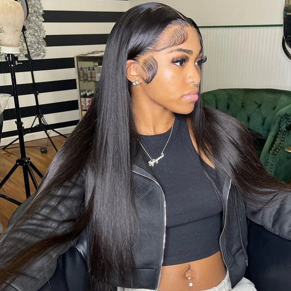 Straight Hd Transparent 13x6 Lace Frontal Wig Brazilian 30 40 Inch 13x4 Lace Front Human Hair Wigs 200 Density For Black Women