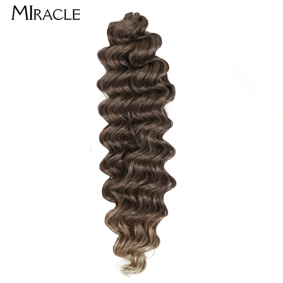 MIRACLE Crochet Hair Extensions 30 Inch 70CM Deep Wave Braiding Hair Bundles Synthetic Crochet Braids Hair Water Wave Fake Hair