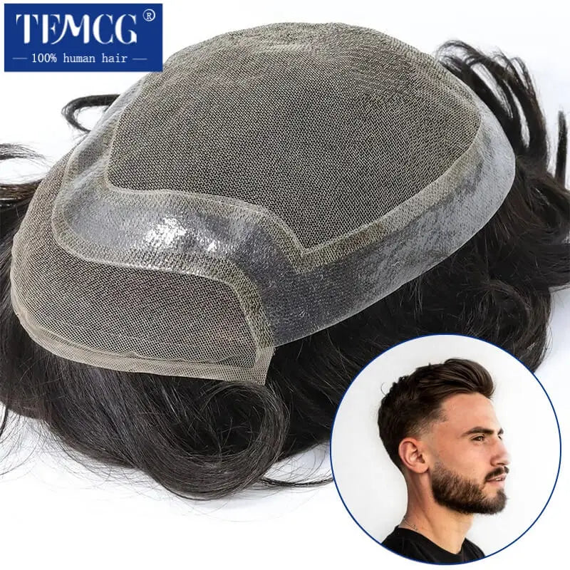 Hollywood Toupee Men Wigs Breathable Swiss Lace & Pu 100% Natural Human Hair Male Hair Prosthesis Exhuast Systems Wigs For Men