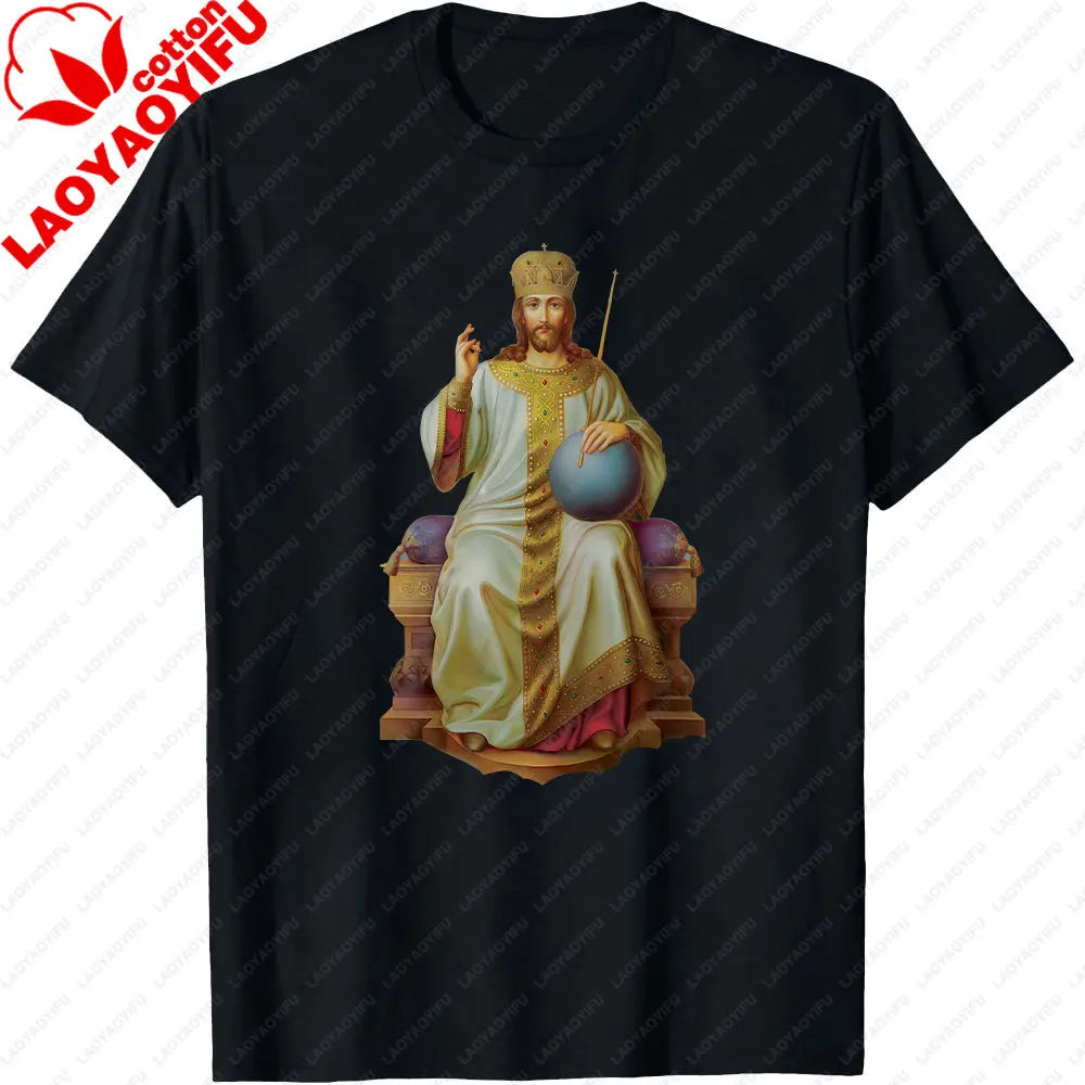 Jesus Christ Pantocrator Icon Sinai Orthodox Christian Man Gift Printed T-Shirt Summer Women Short Sleeve Cotton Unisex T Shirt