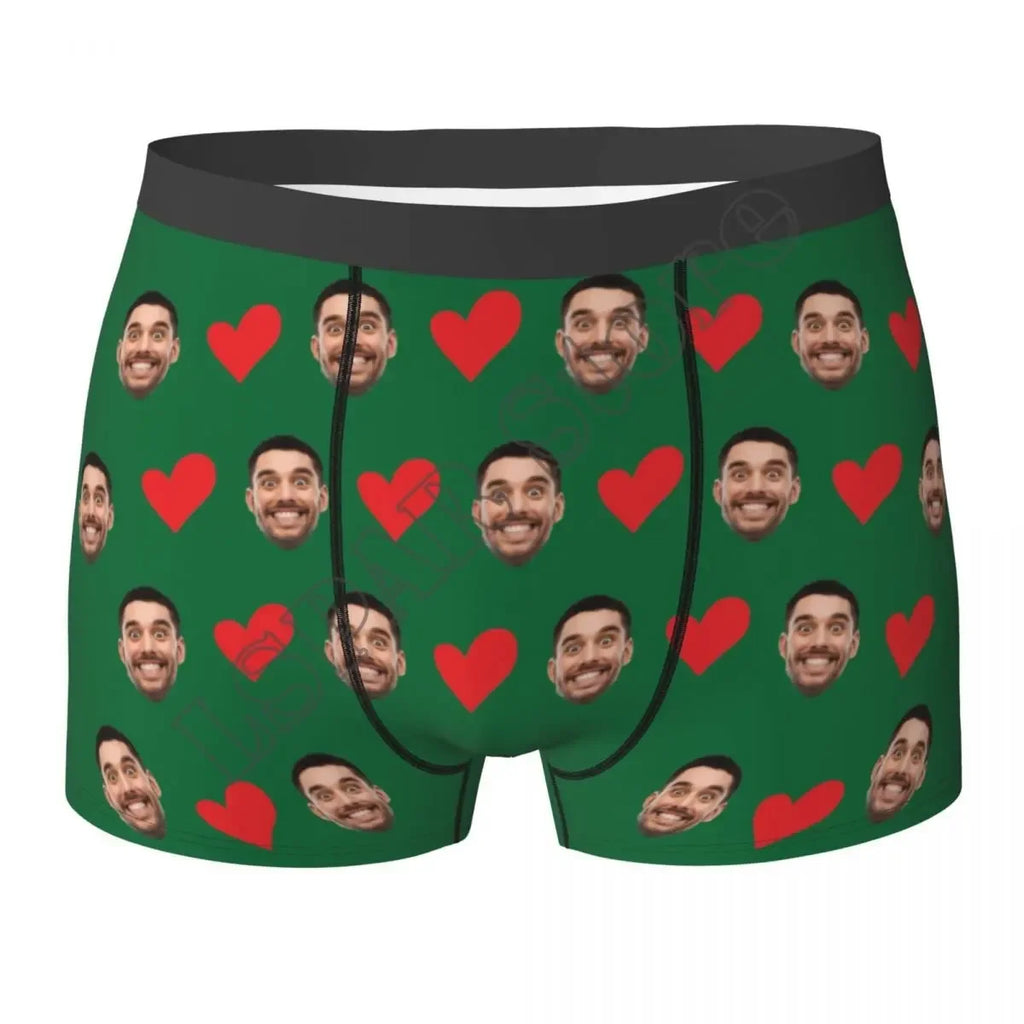 Personalized Face Photo Underwear - Custom Heart Boxer Briefs - Custom Men Briefs - Gift For Husband - Anniversary Gift for Dad
