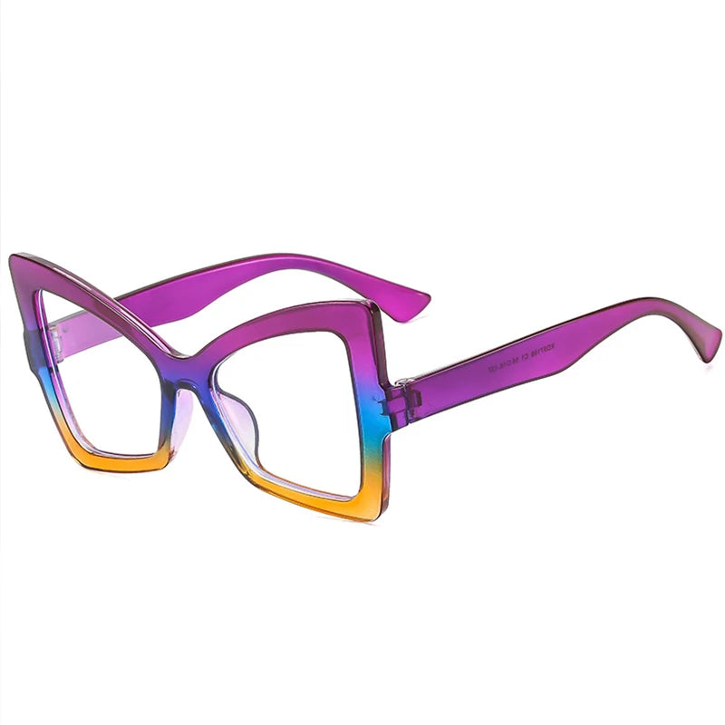 Big Frame Cat Eye Reading Glasses For Women Color Block Design Anti-blue Light 1.0 To 4.0 Strength Large Optical Lenses 802349