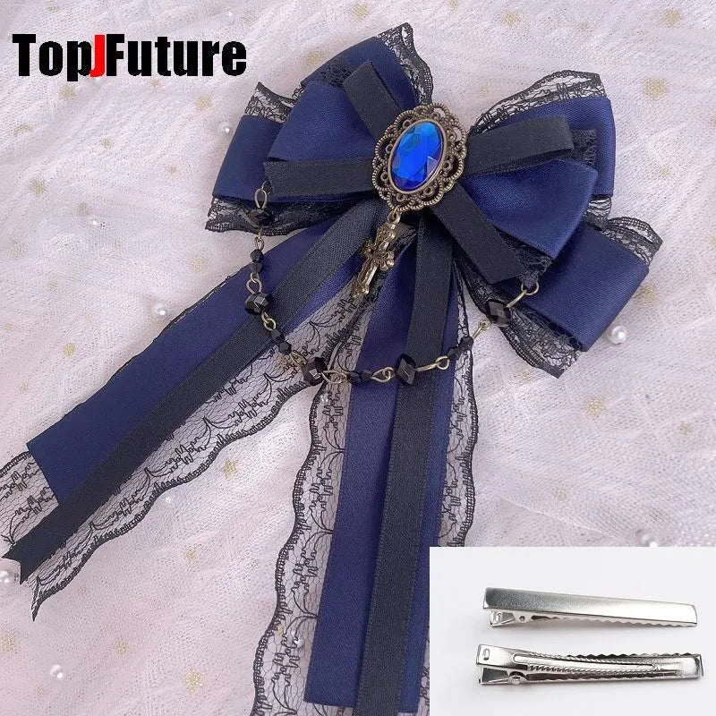 “Castle Night“ Gothic Women Subculture Punk Y2K girl Harajuku dark Bow Hairpin Hair clip Edge clamp Hair accessories headband