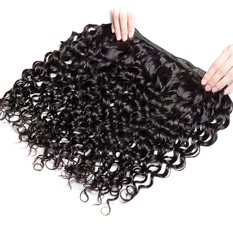 Luvin Deep Wave Human Hair Bundles 30 34 Inch Curly Hair Weaving Remy Unprocessed Tissage Double Weft Virgin Hair Extensions