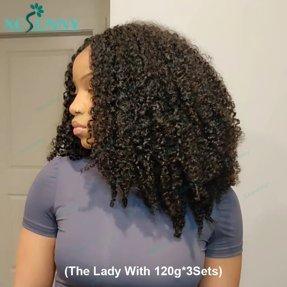 Kinky Curly Crochet Human Hair Extensions Afro Kinky Pre-Separated Knotless Crochet Human Hair With Loop For Twist Boho Braids