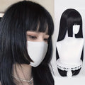 Natural Long Straight Synthetic Black Wig With Bangs Lolita Cosplay Hair Wigs For Women Heat Resistant Fiber Daily Party Wig