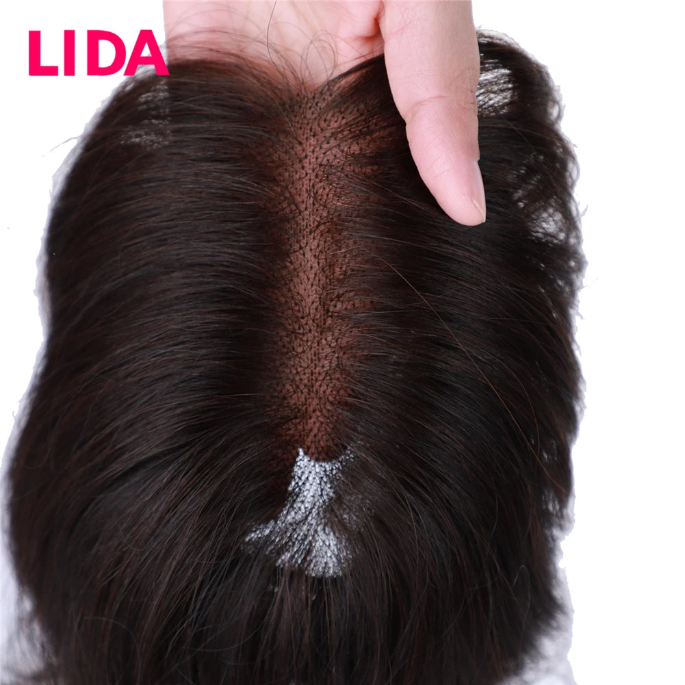 Women Topper Clip-In Silk Top Base Closure 13x8cm Human Hair Pieces Natural Curly Clip-In Closure Cover The White Hair