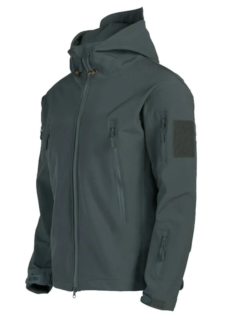 2025 New Fashionable Shark Skin Soft Shell Jacket Men's Tactical Windproof Waterproof Jacket Men's Jacket Hooded Jacket S-XXXXL