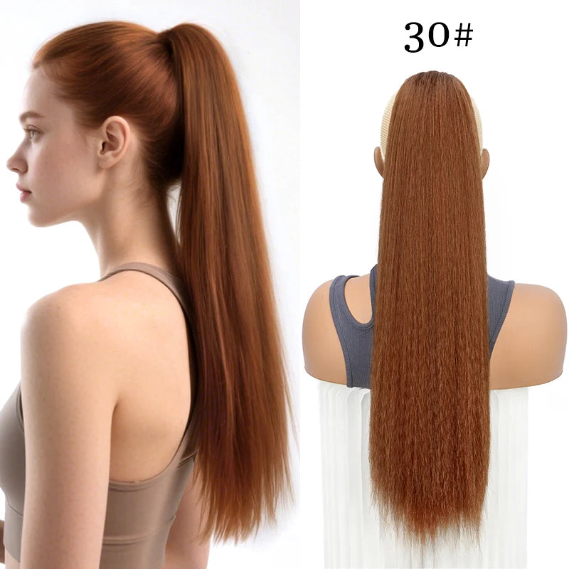 Synthetic Long Ponytail Extension Yaki Drawstring Ponytails for Black Women Clip in Ponytail Hair Extensions