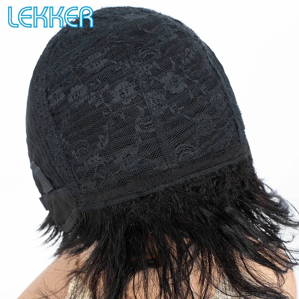 Lekker Short Pixie Cut Bob 100% Human Hair Wigs For Women Brazilian Remy Hair Natural black Full Machine Made Daily Straight Wig