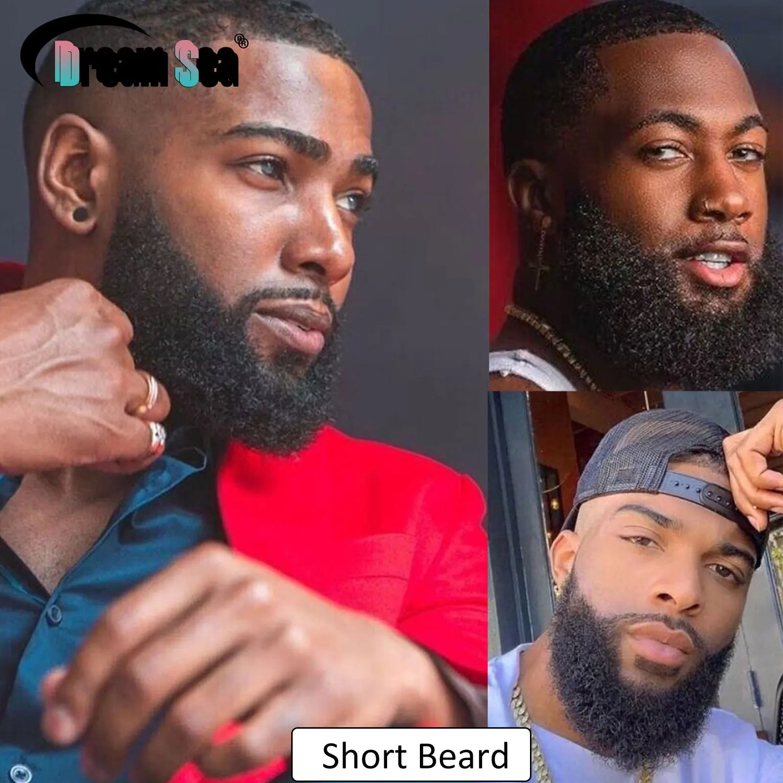 Afro Curly Face Beard Mustache Human Hair For Black Men Curly Realistic Black Bearded Makeup Lace Base Replace System